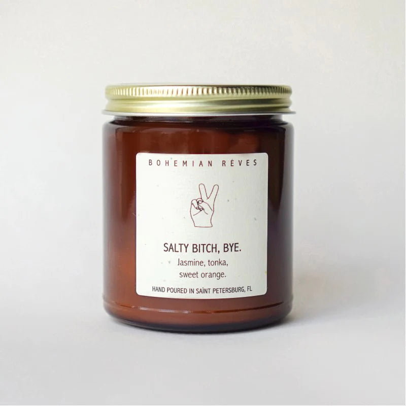 Salty Bitch Bye Soy Candle「走啦八婆」趣味工藝蠟燭 （帶有粉紅鹽以淨化空間）